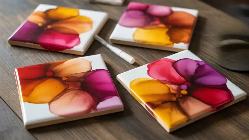 Alcohol Ink Autumn Coasters