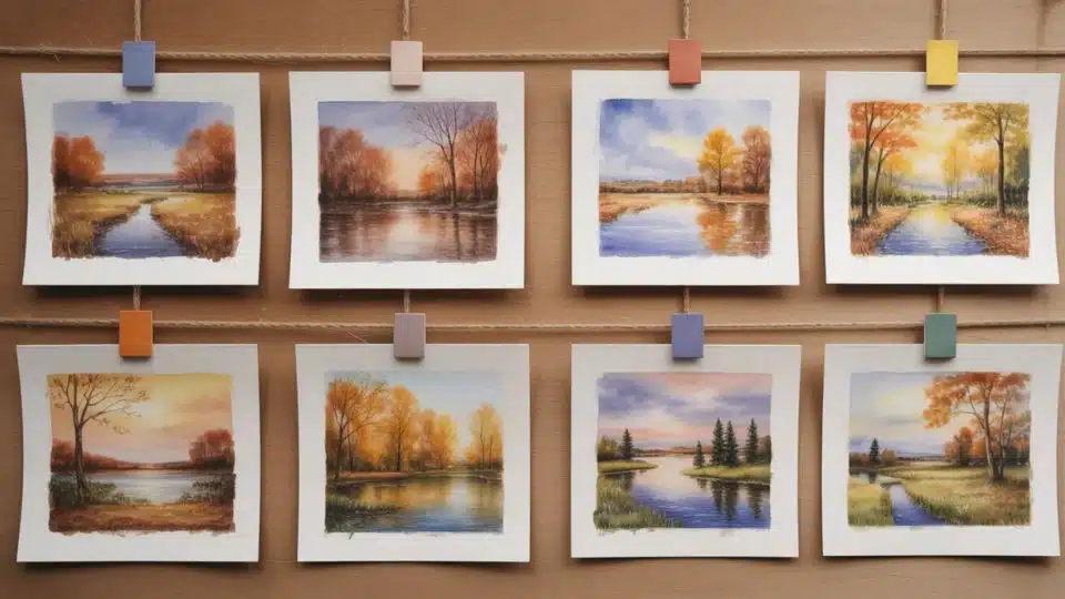 Watercolor Fall Scenery Series