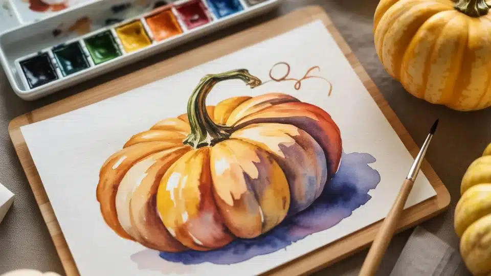 abstract pumpkin watercolor pieces
