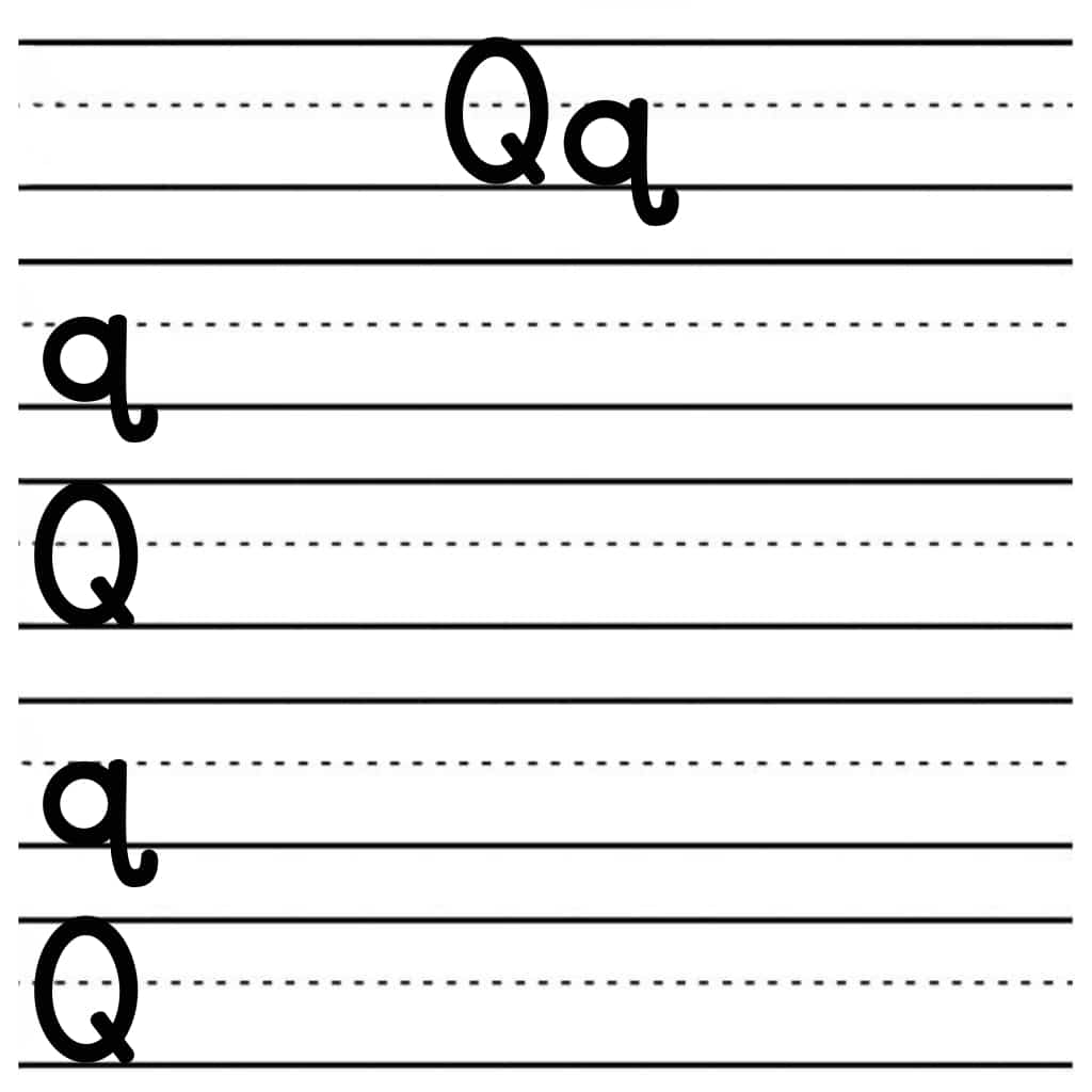 alphabet tracing worksheets q