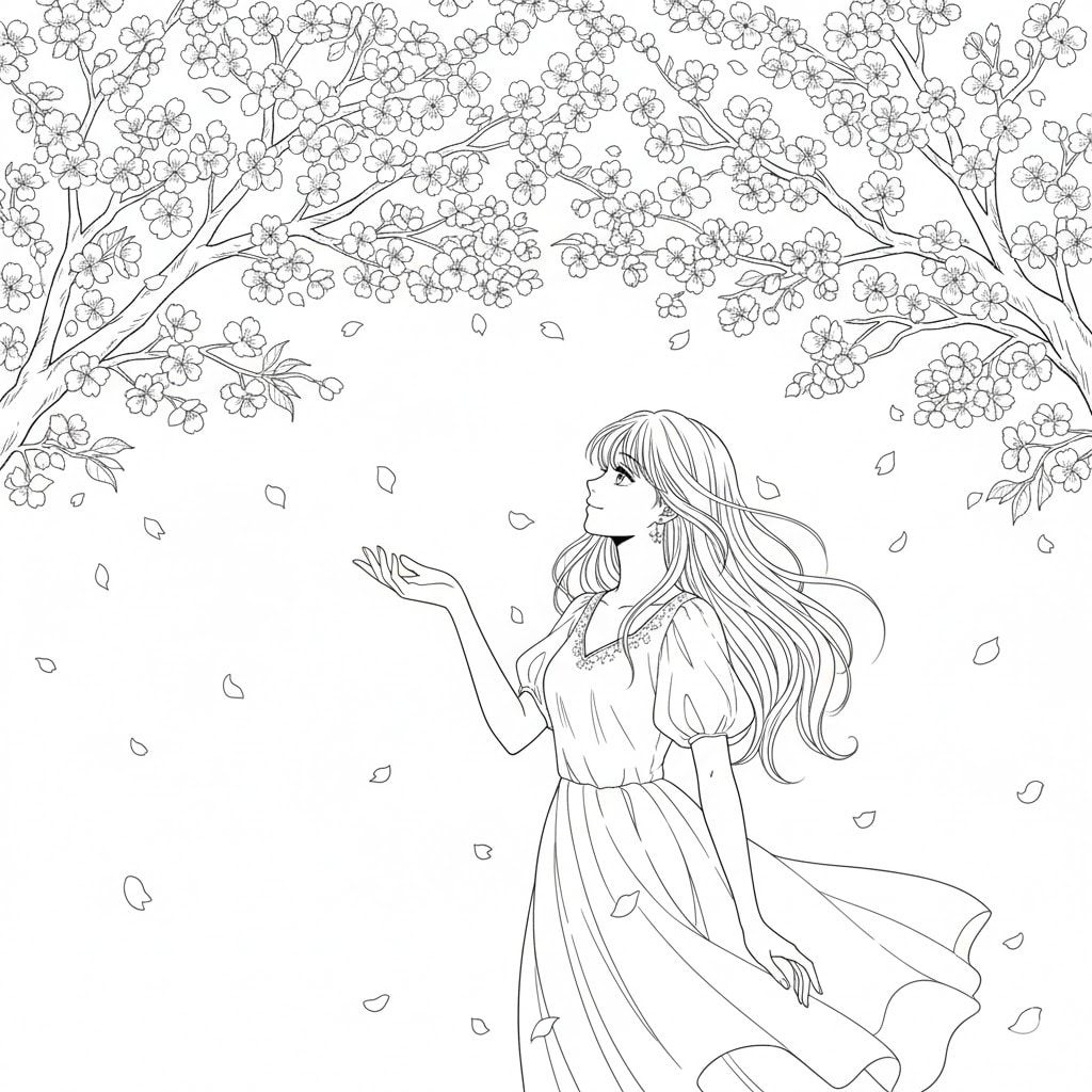 anime coloring pages cherry blossom
