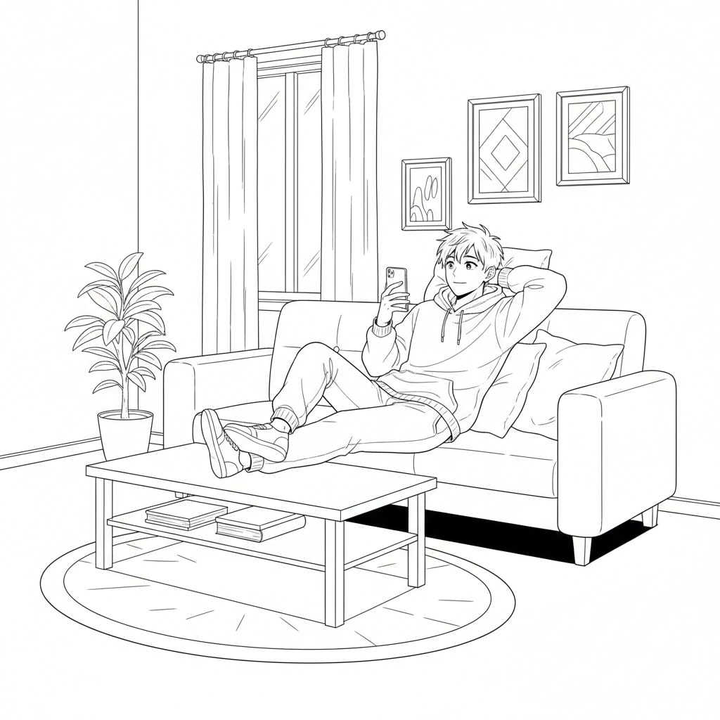 anime coloring pages chill