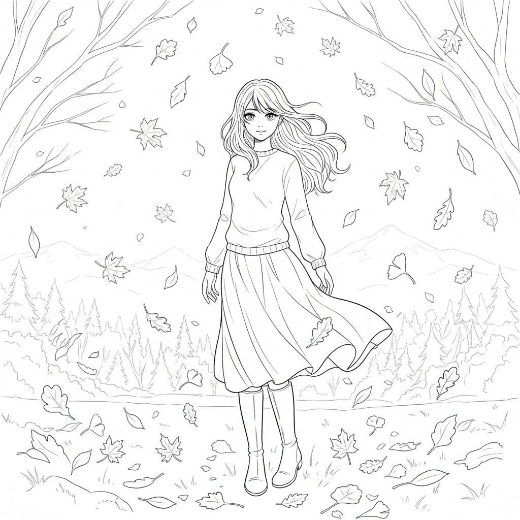 anime coloring pages fall