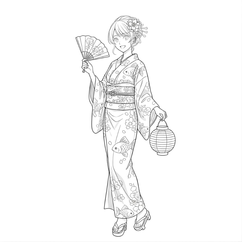 anime coloring pages festival
