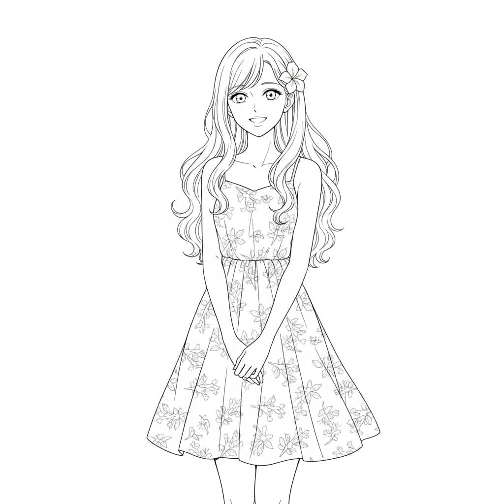 anime coloring pages flower head