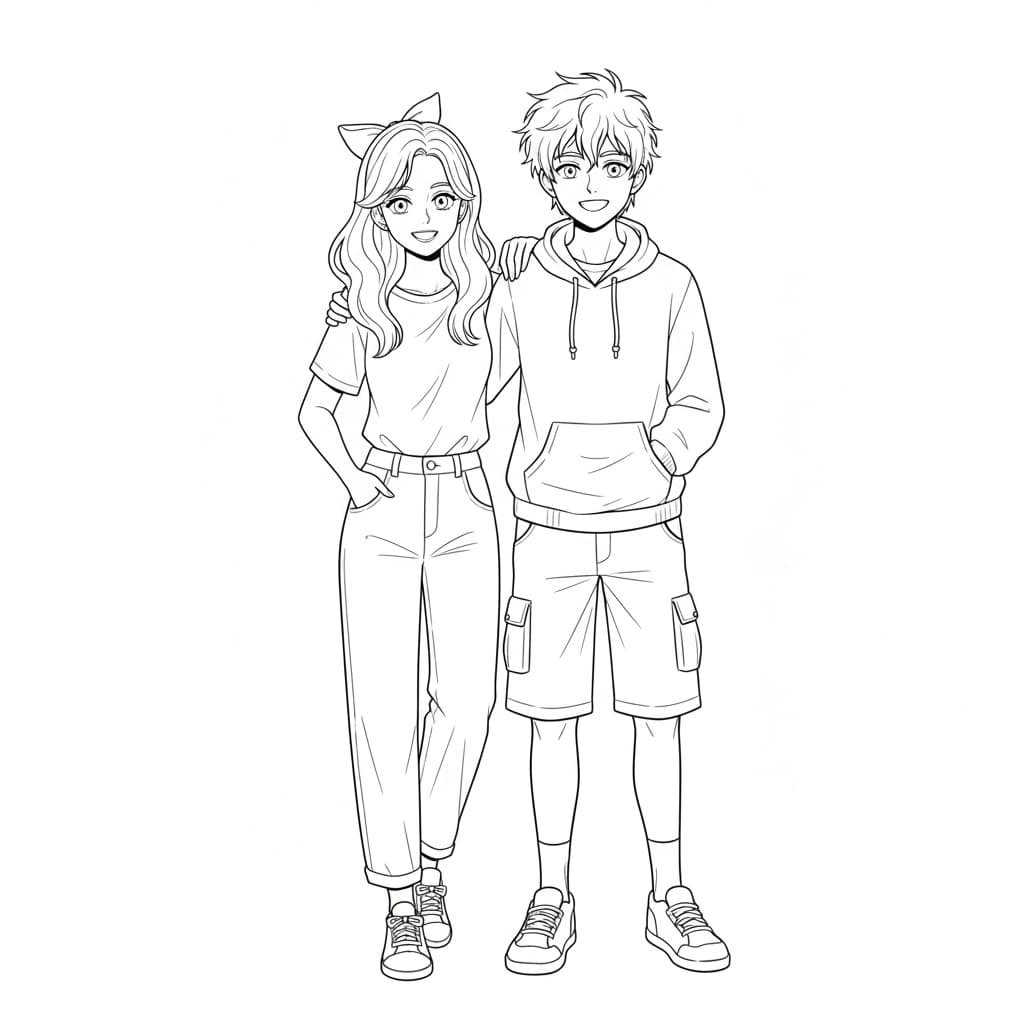 anime coloring pages friends