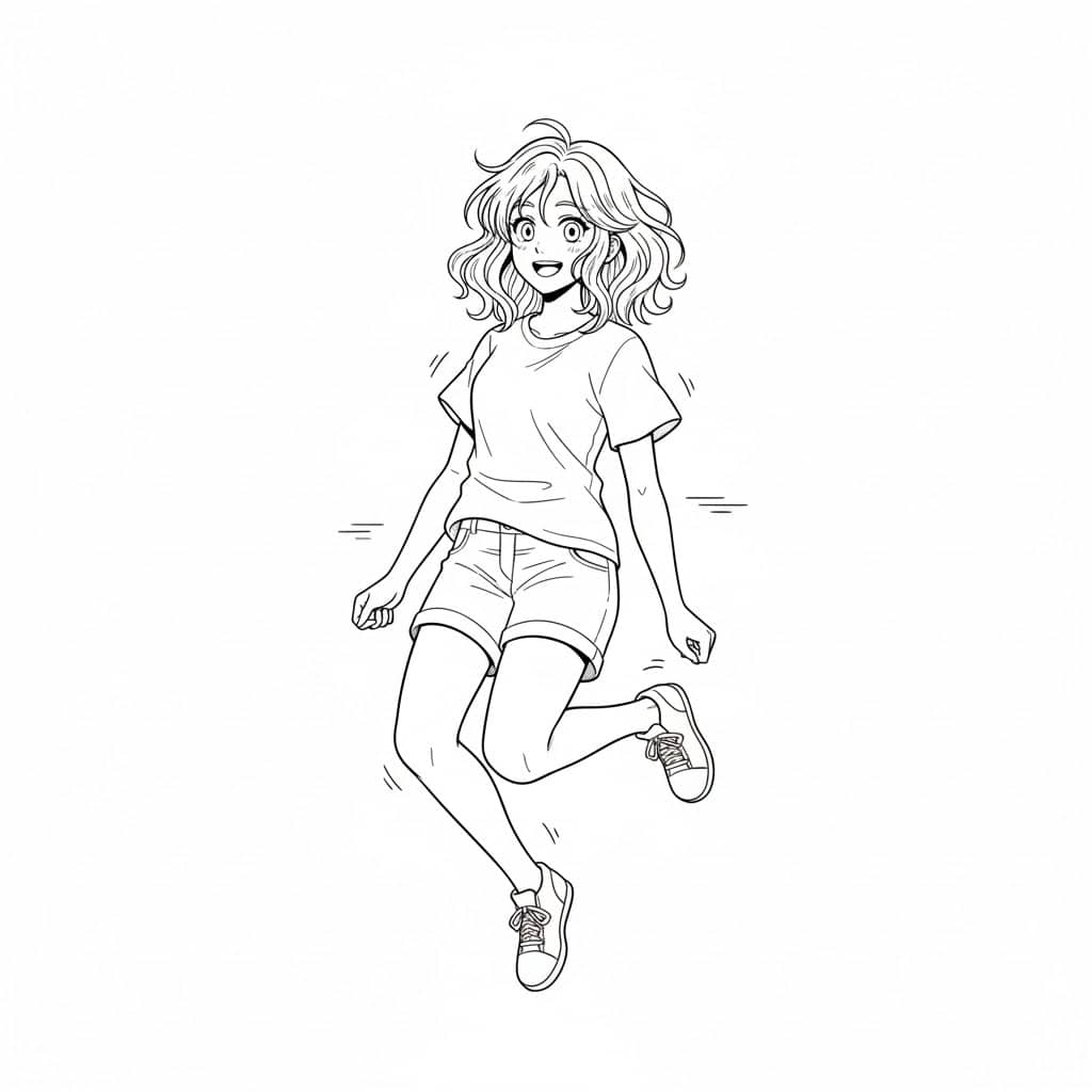 anime coloring pages jumping