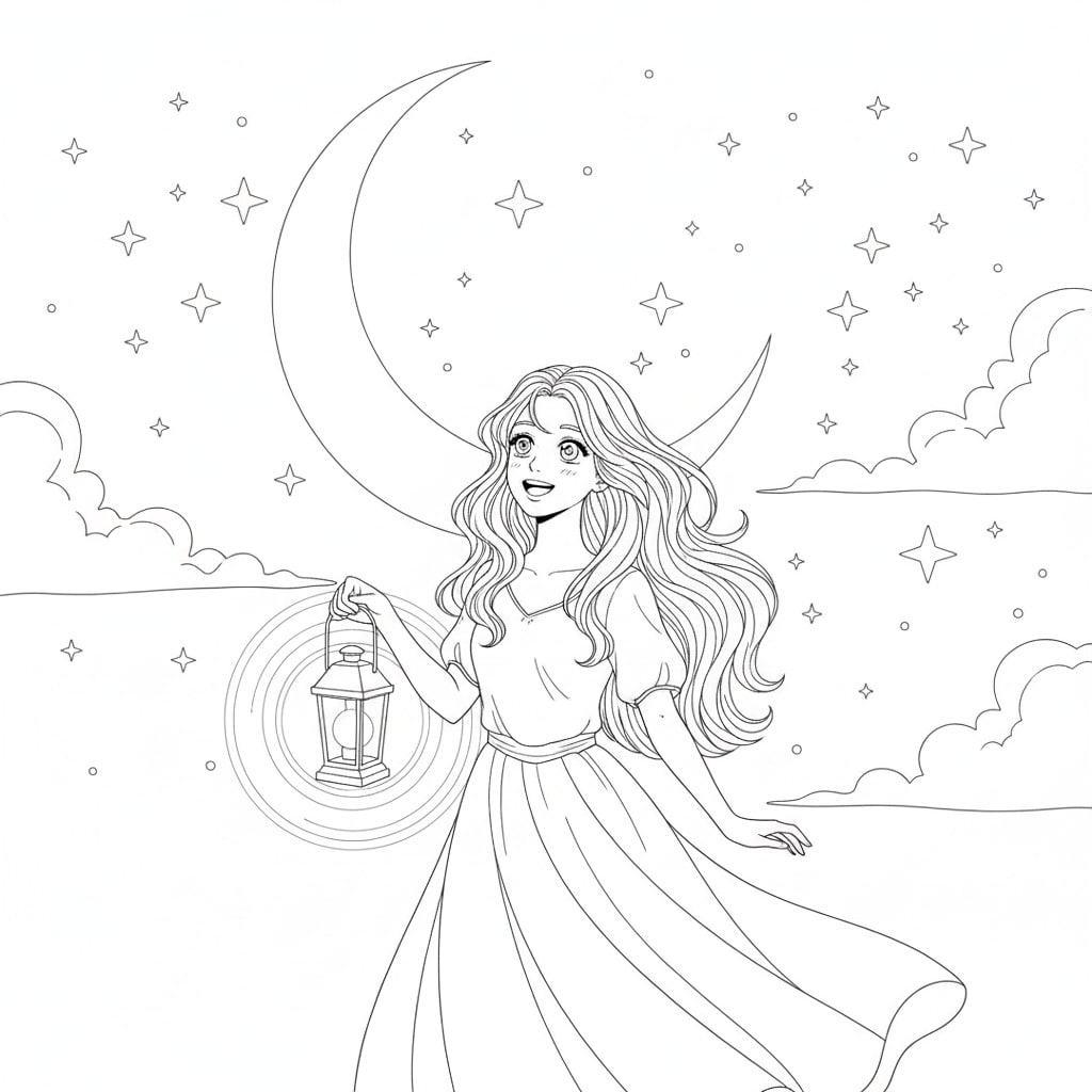 anime coloring pages night