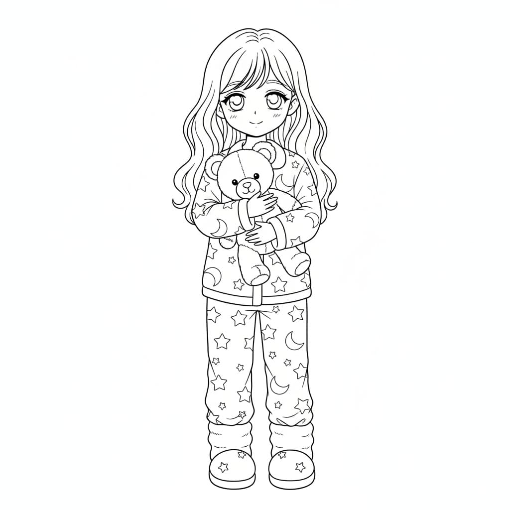 anime coloring pages pyjama