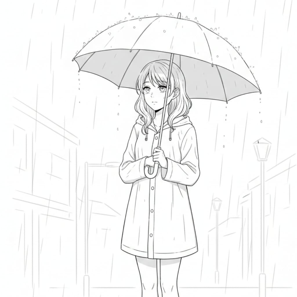 anime coloring pages rain