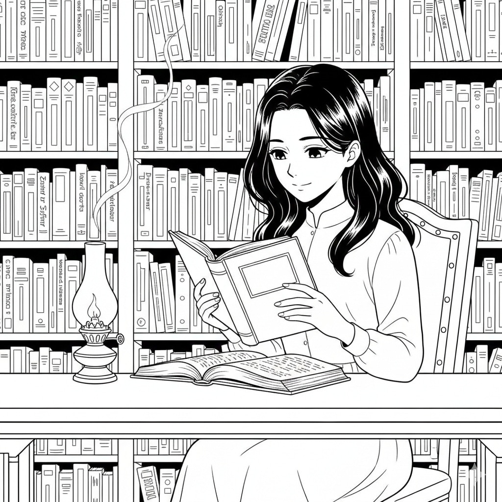 anime coloring pages reading