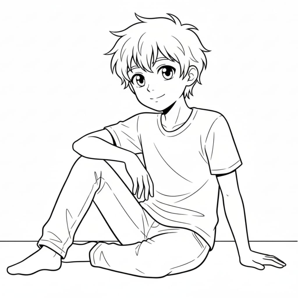 anime coloring pages relaxed pose