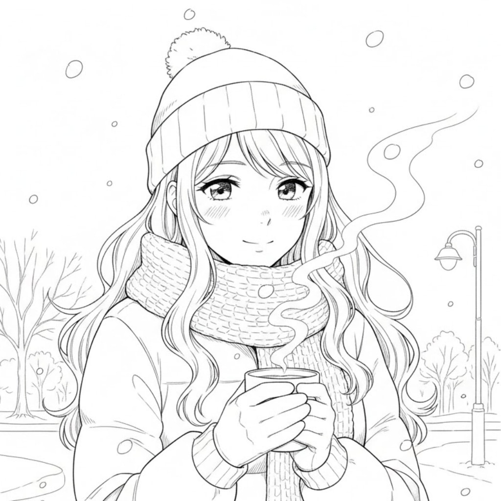 anime coloring pages scarves