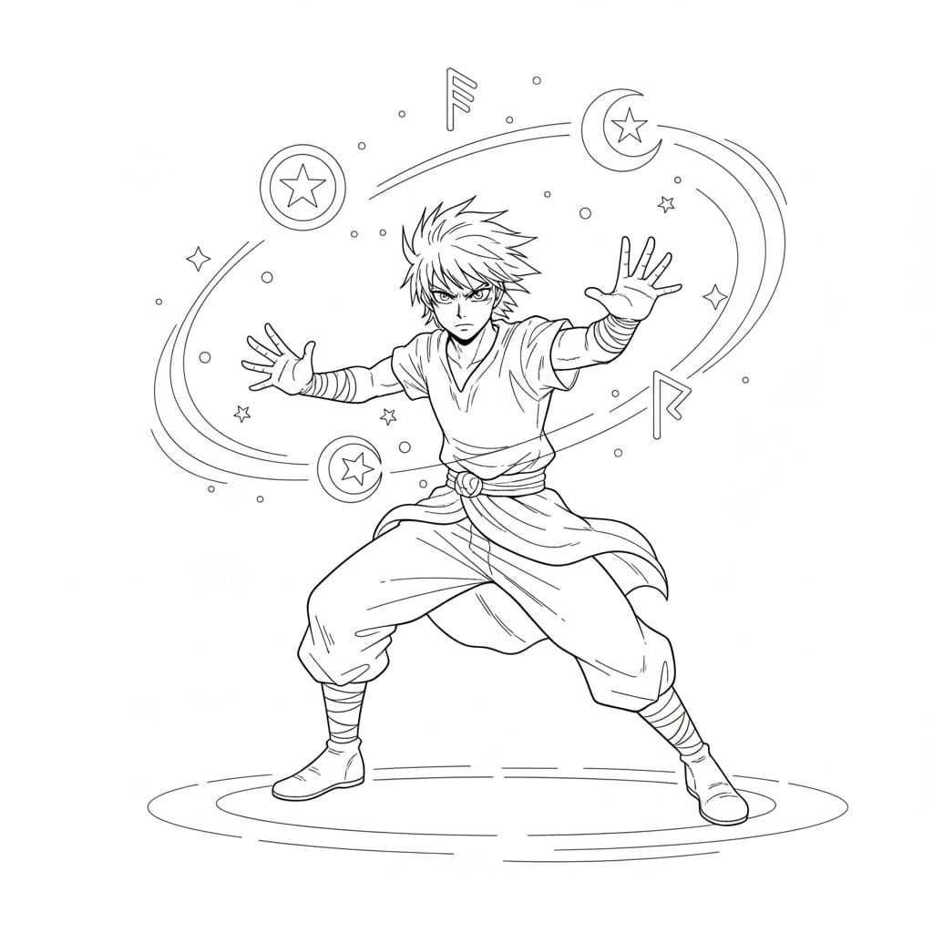 anime coloring pages spells