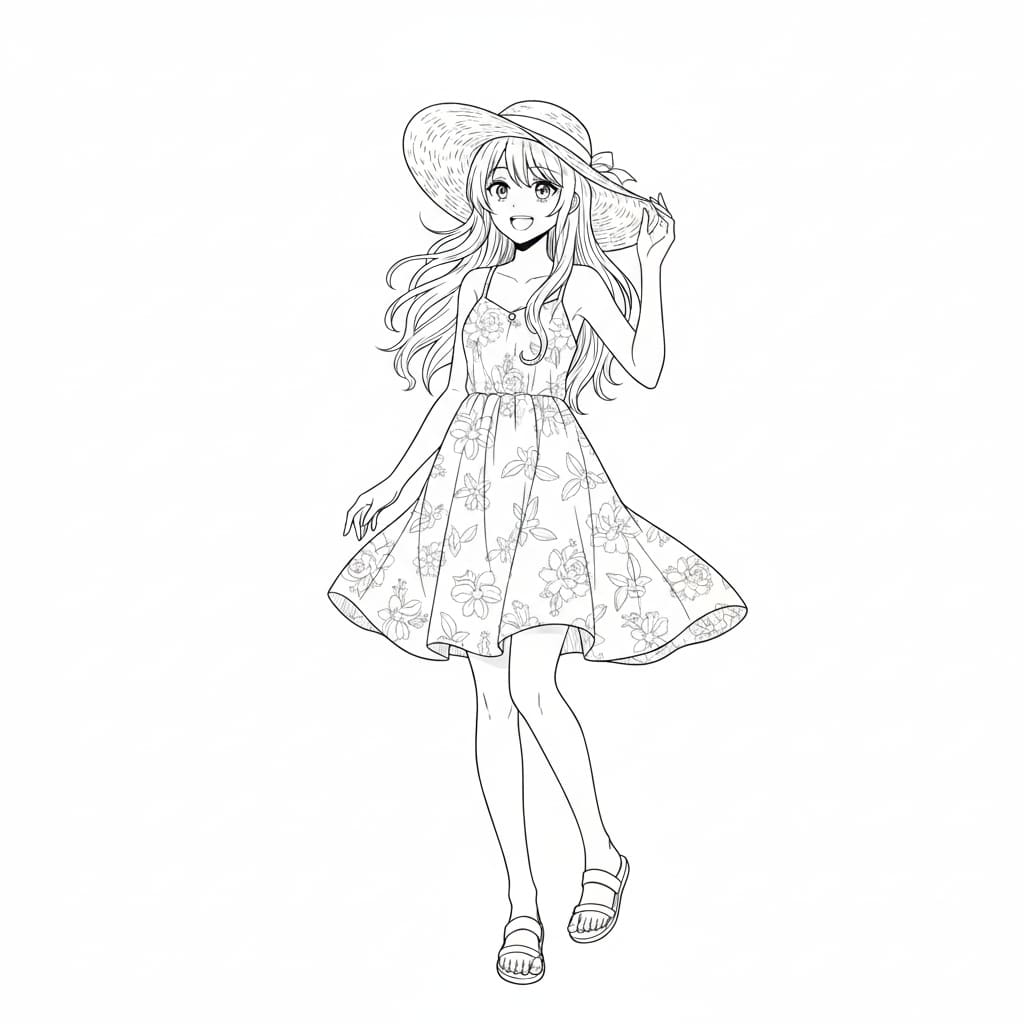 anime coloring pages summer