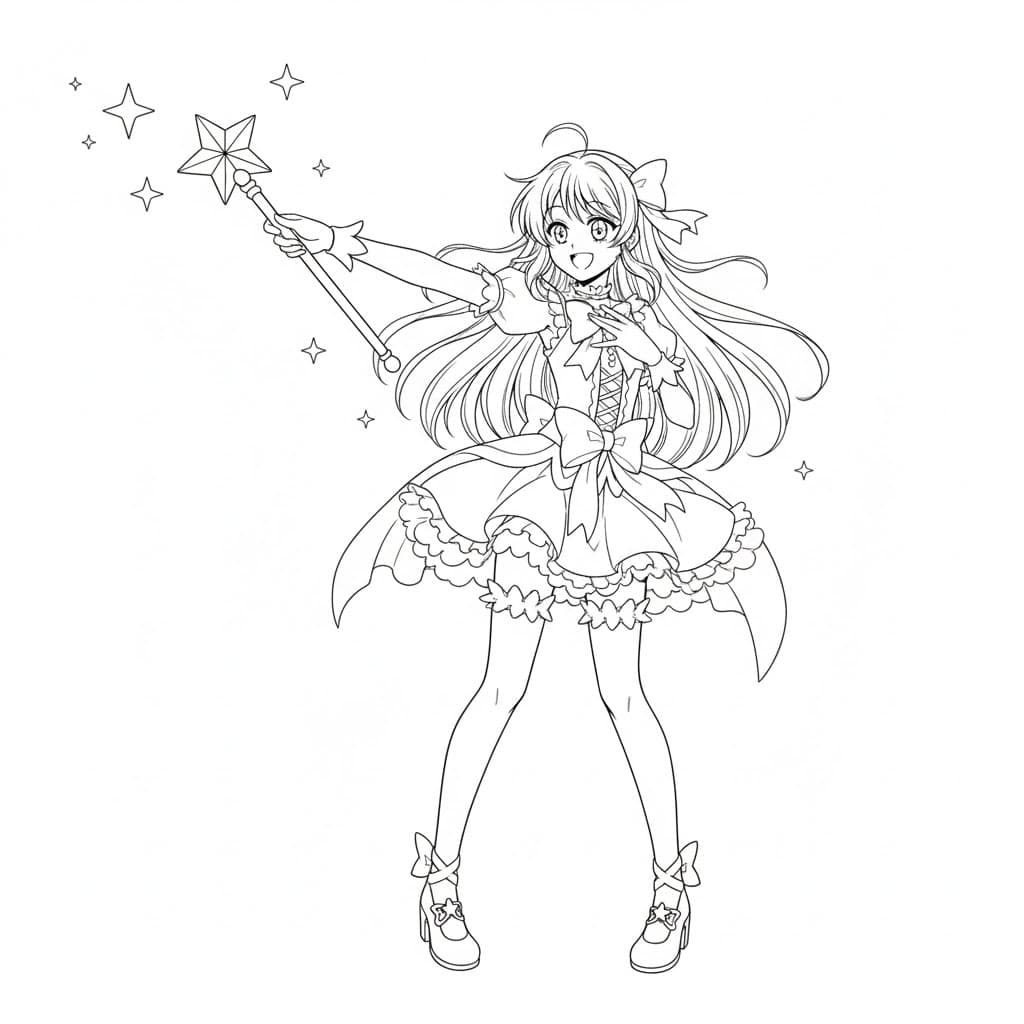 anime coloring pages wand