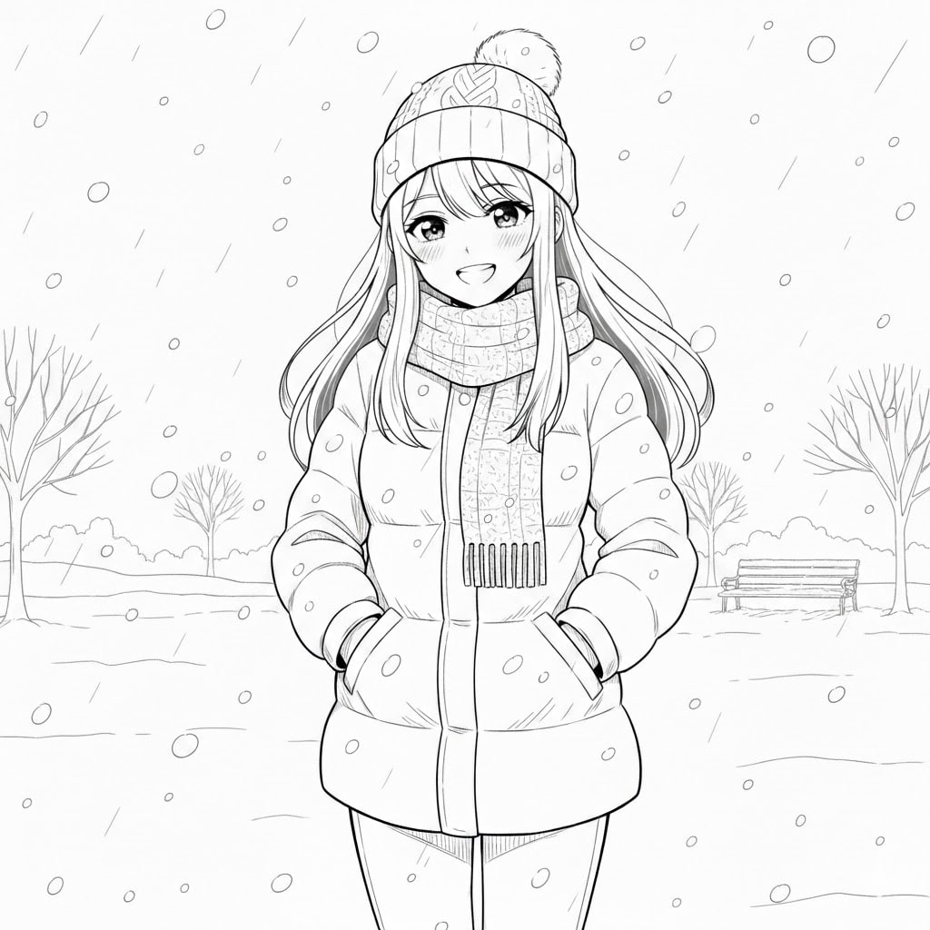 anime coloring pages winter