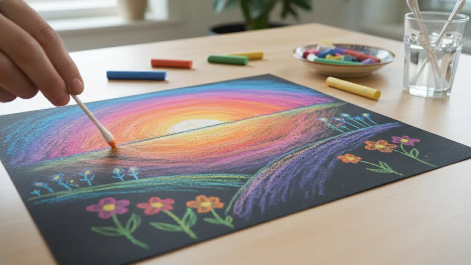 chalk art blending kids