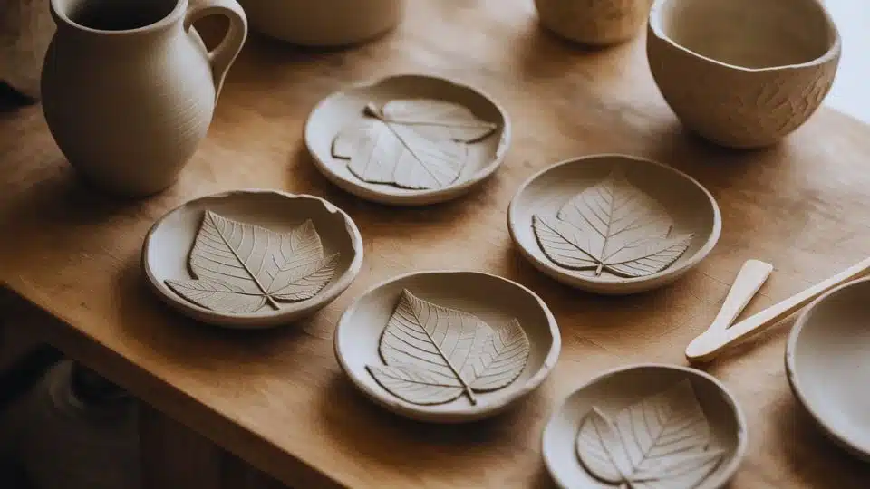 clay leaf dish impressions