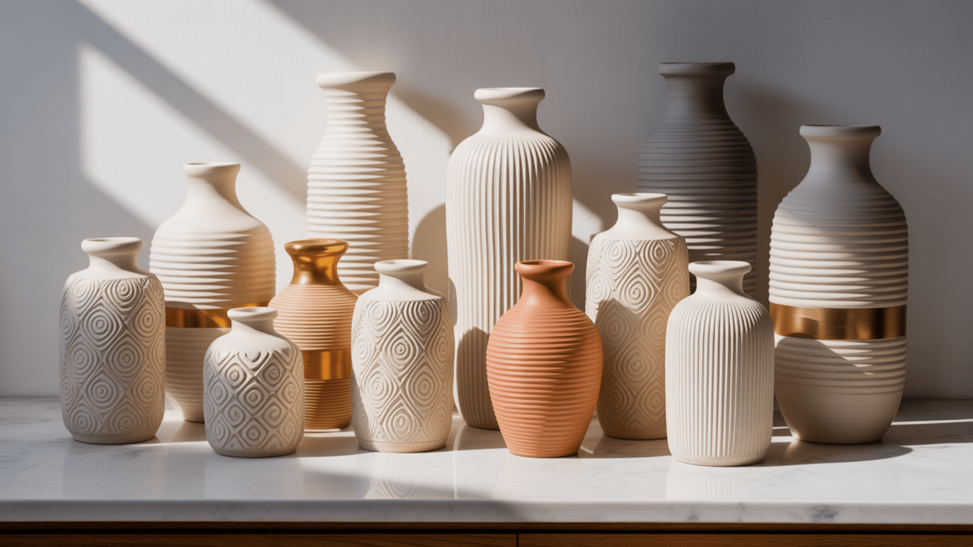 clay vase with raised patterns