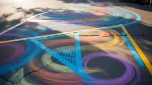 collaborative chalk art installation