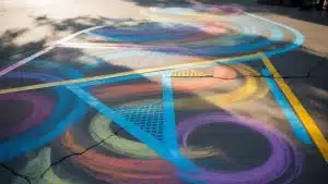 collaborative chalk art installation