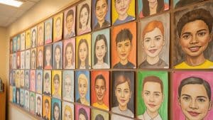 collaborative identity portrait wall