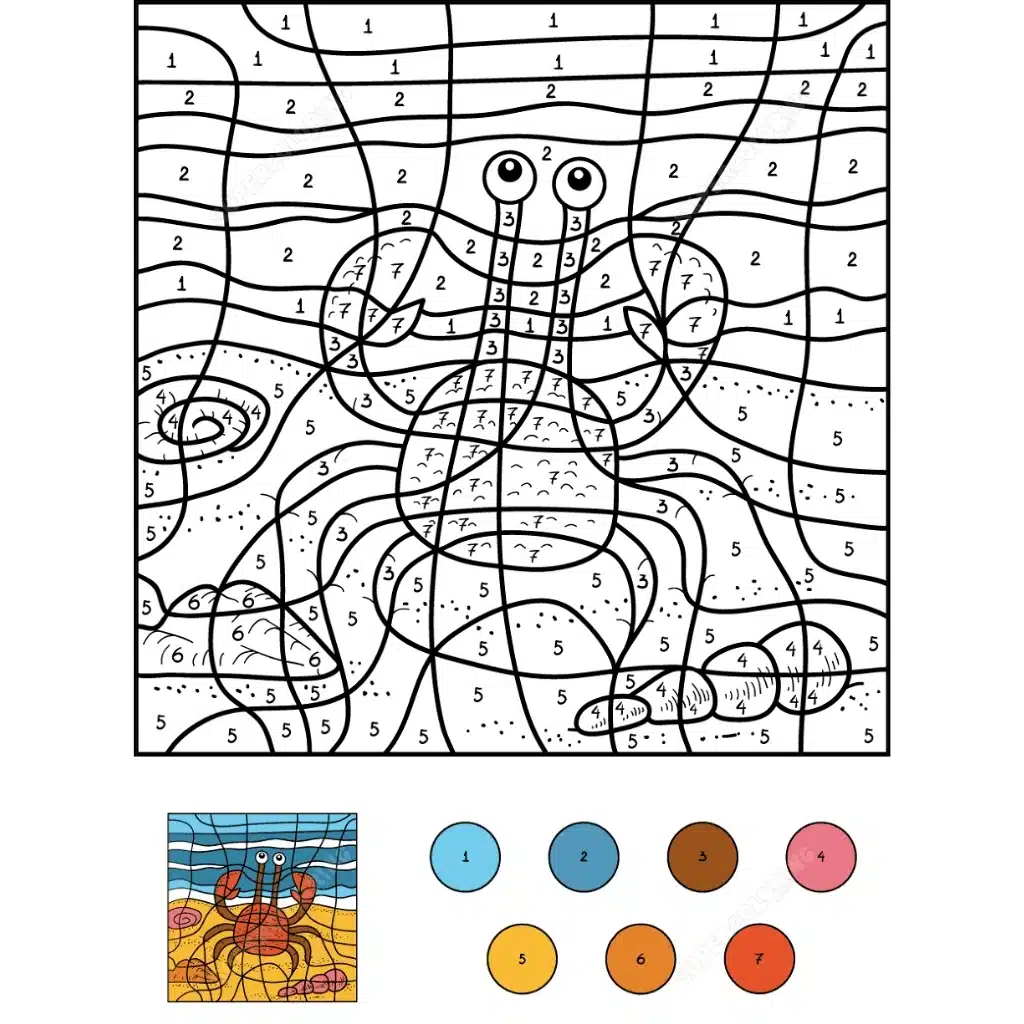 color by number crab