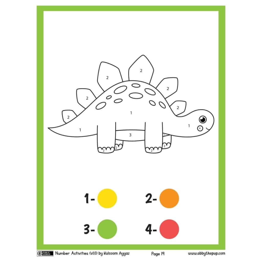 color by number dinosaur