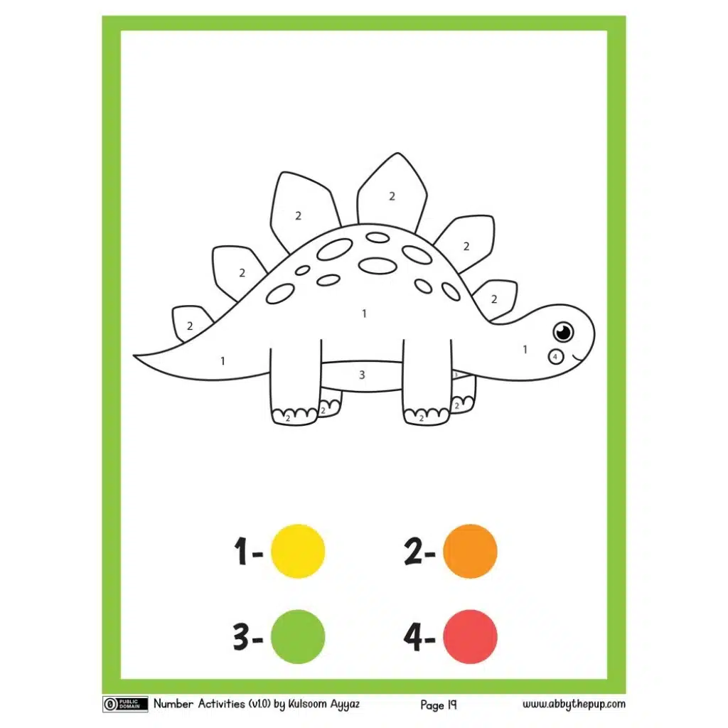 color by number dinosaur