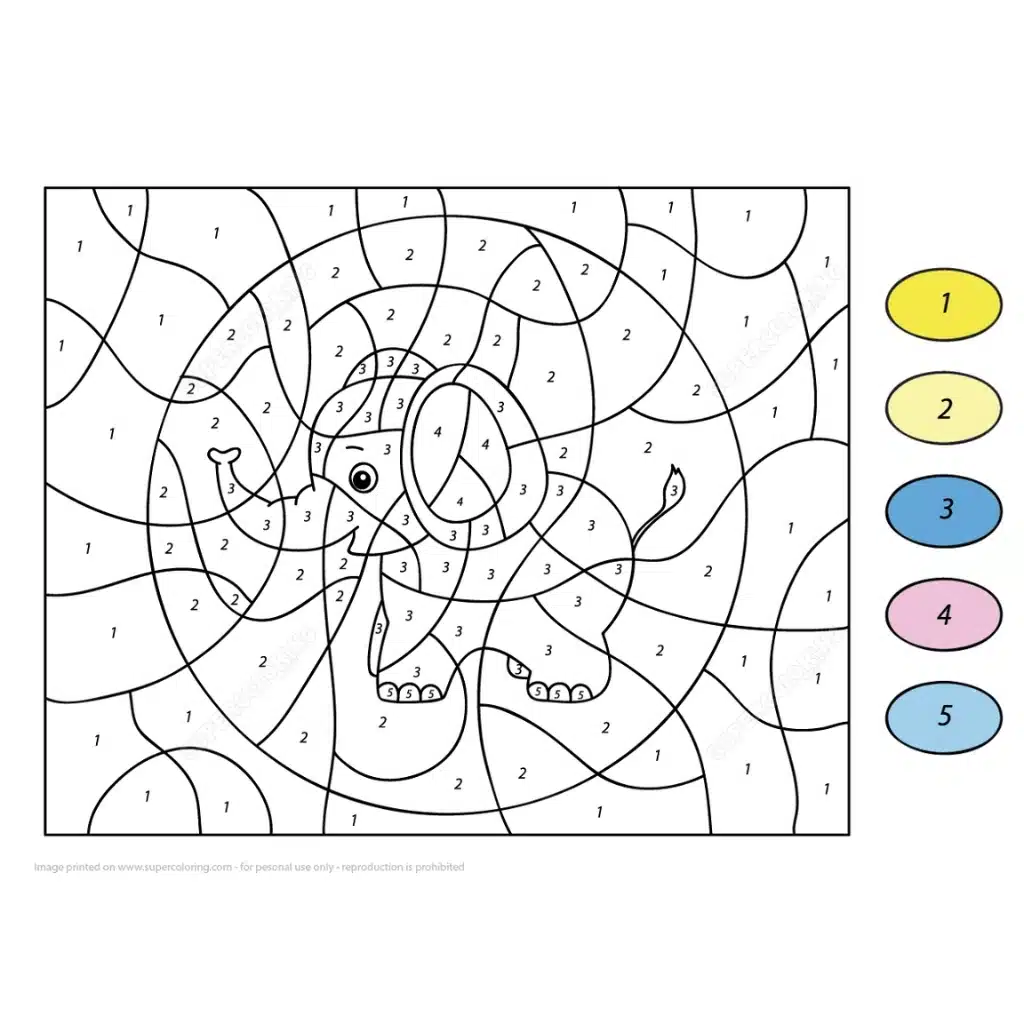 color by number elephant