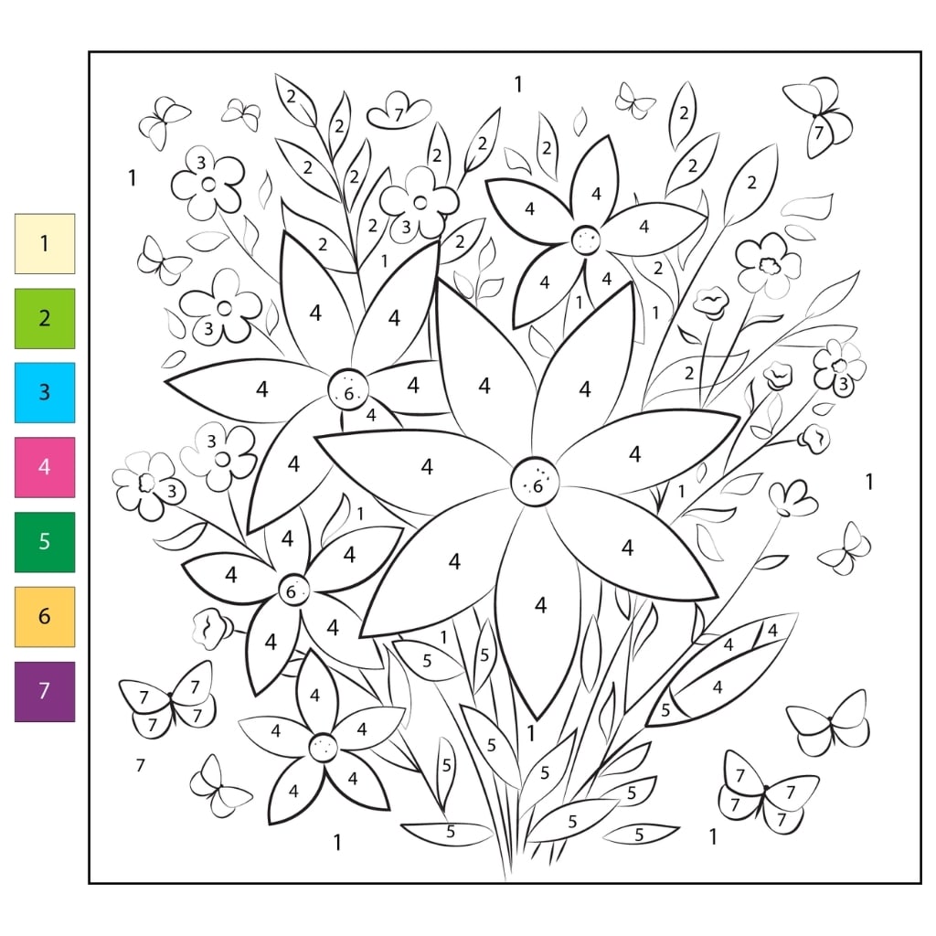 color by number flower bouquet