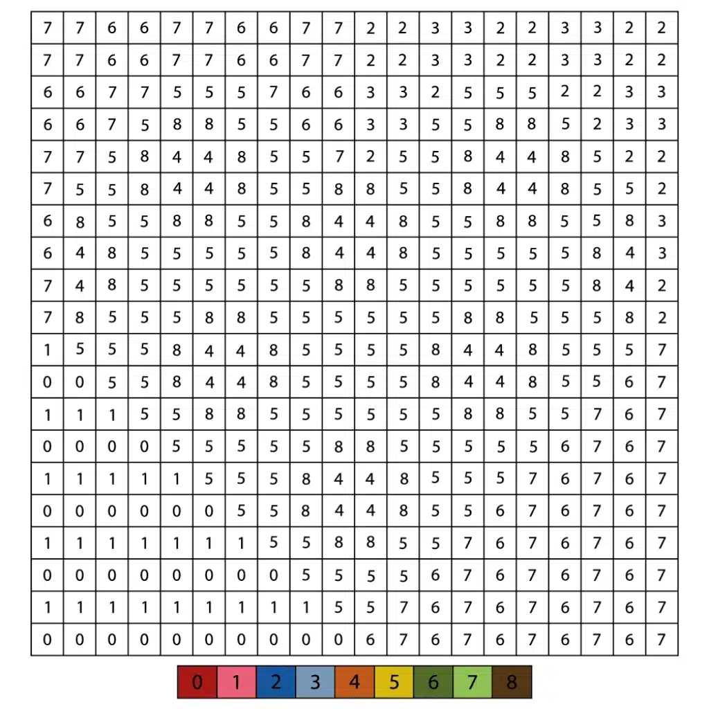 color by number heart