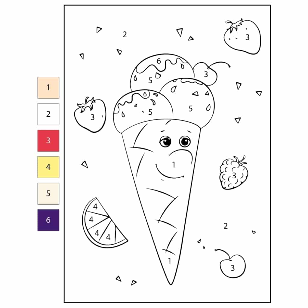color by number ice cream