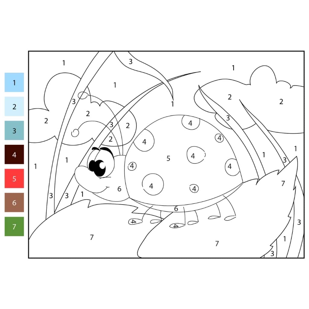 color by number ladybug