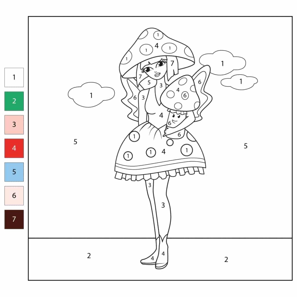 color by number mushroom