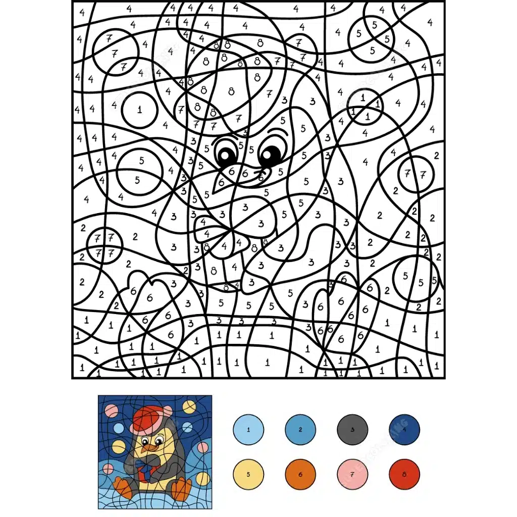 color by number penguin