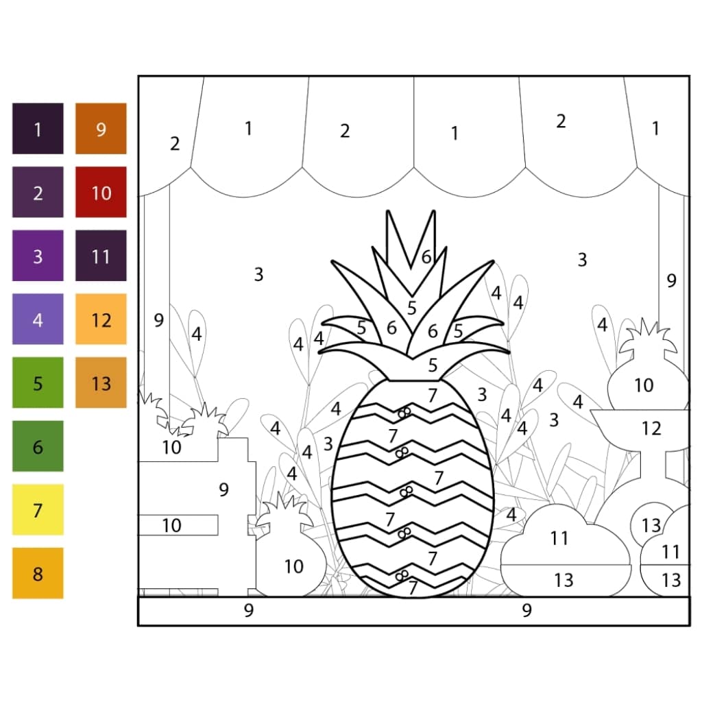 color by number pineapple
