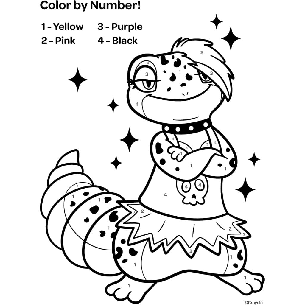 color by number punk lizard