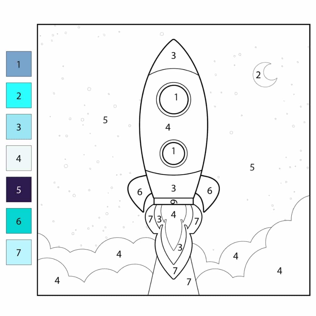 color by number rocket