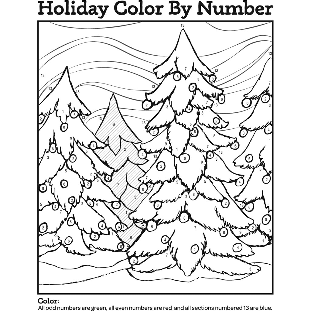 color by number winter scene