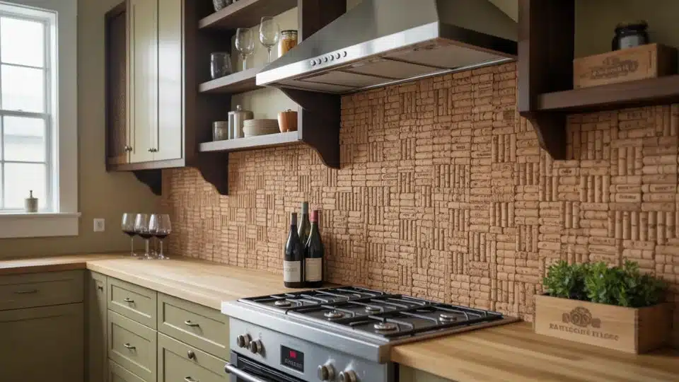 cork backsplash accent