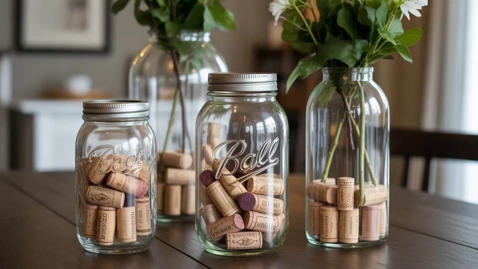 cork centerpieces and jar filler