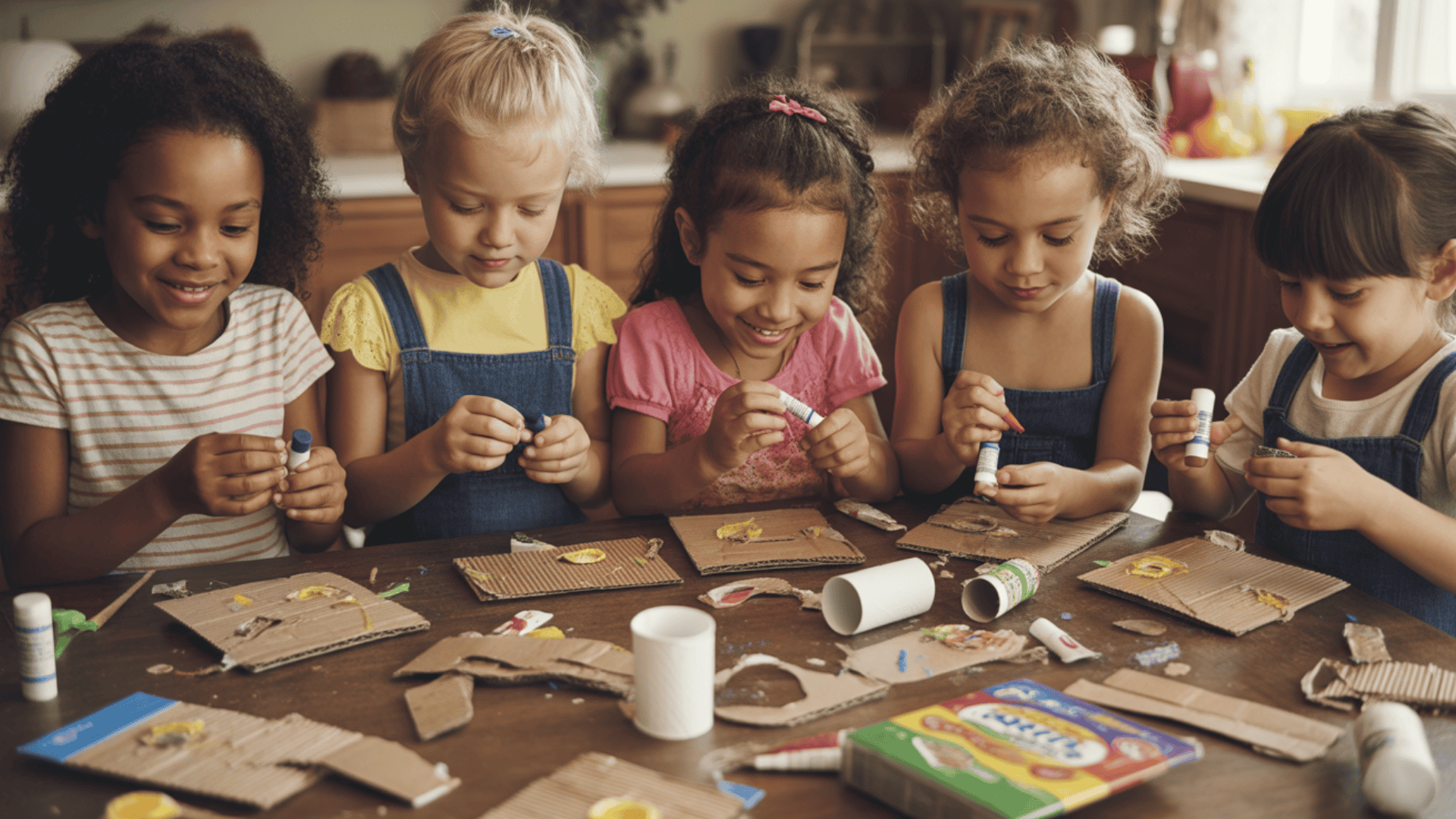 diy arts and crafts station with recycled supplies