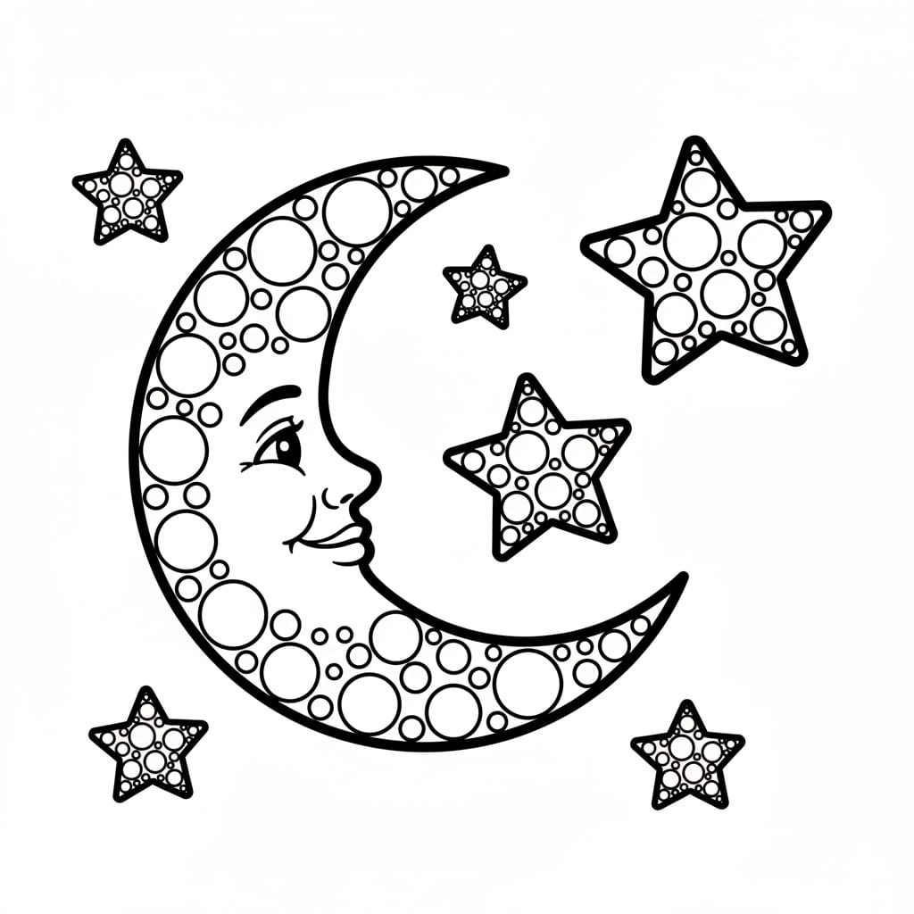 dot art moon stars
