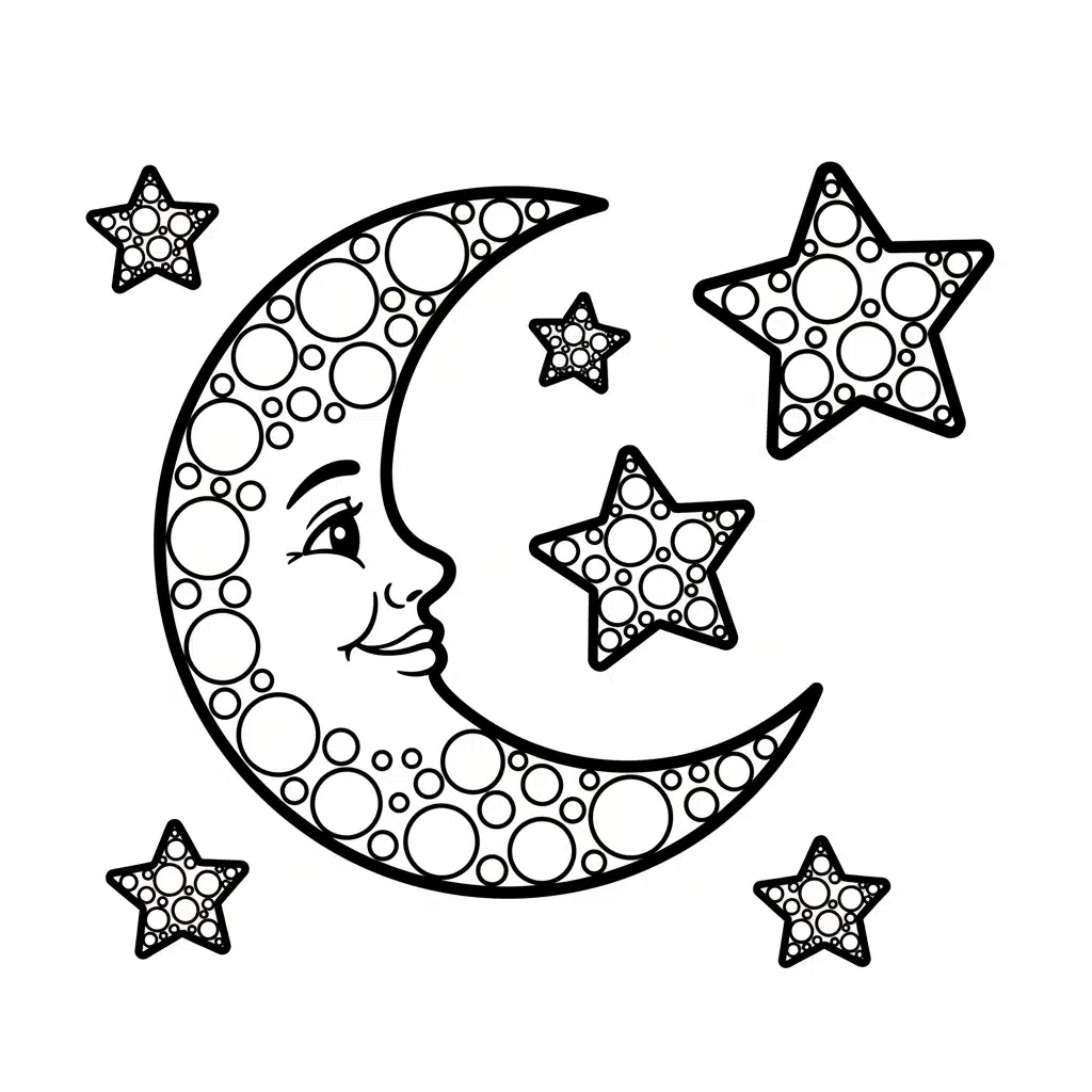 dot art moon stars