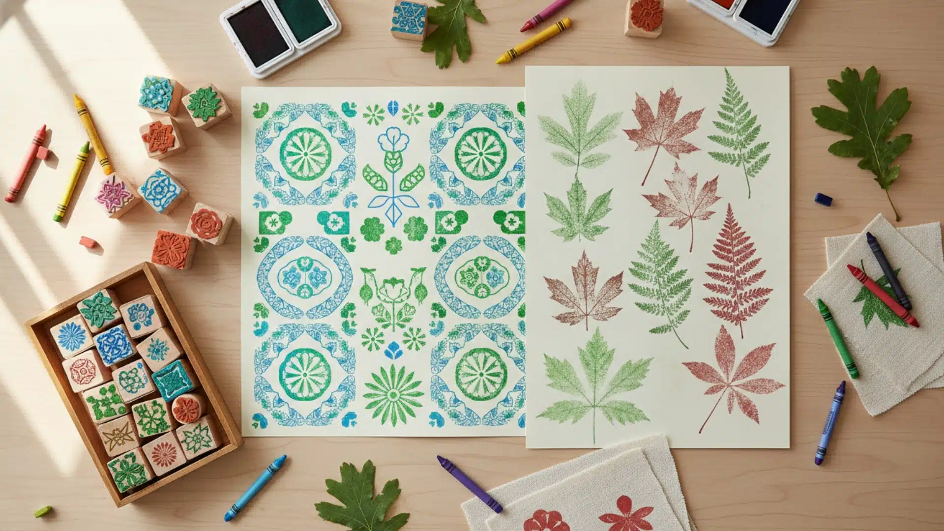 easy art leaf blocks