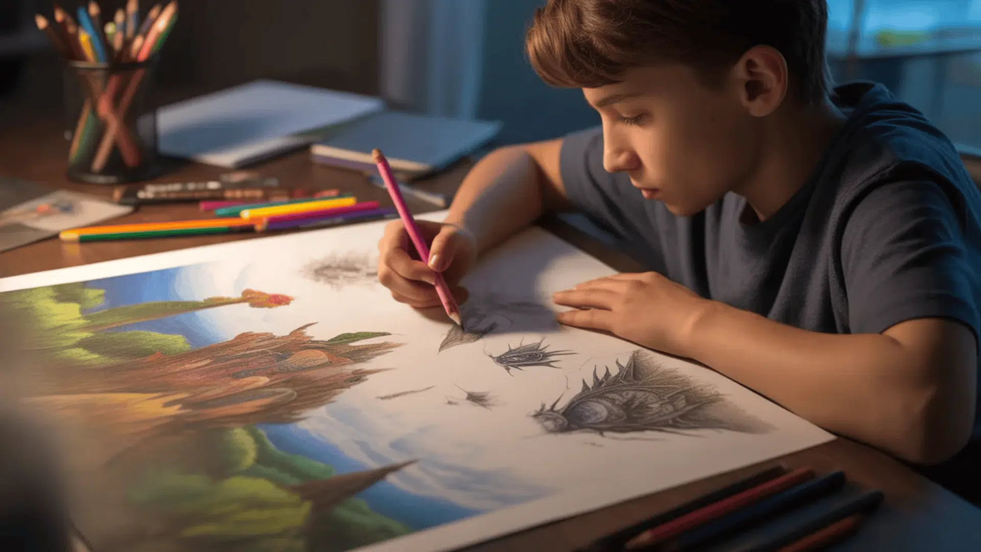 fantasy world sketching