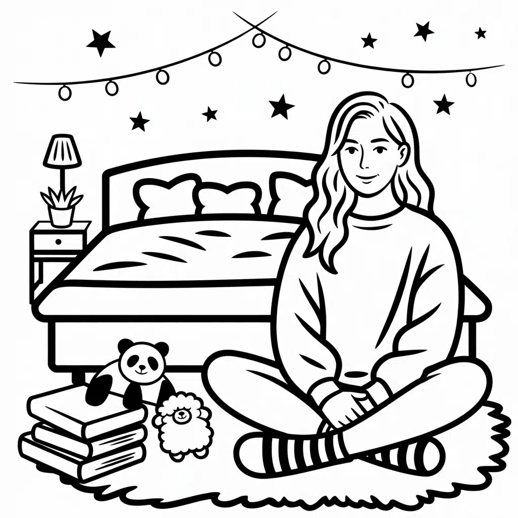 kawaii coloring pages bedroom