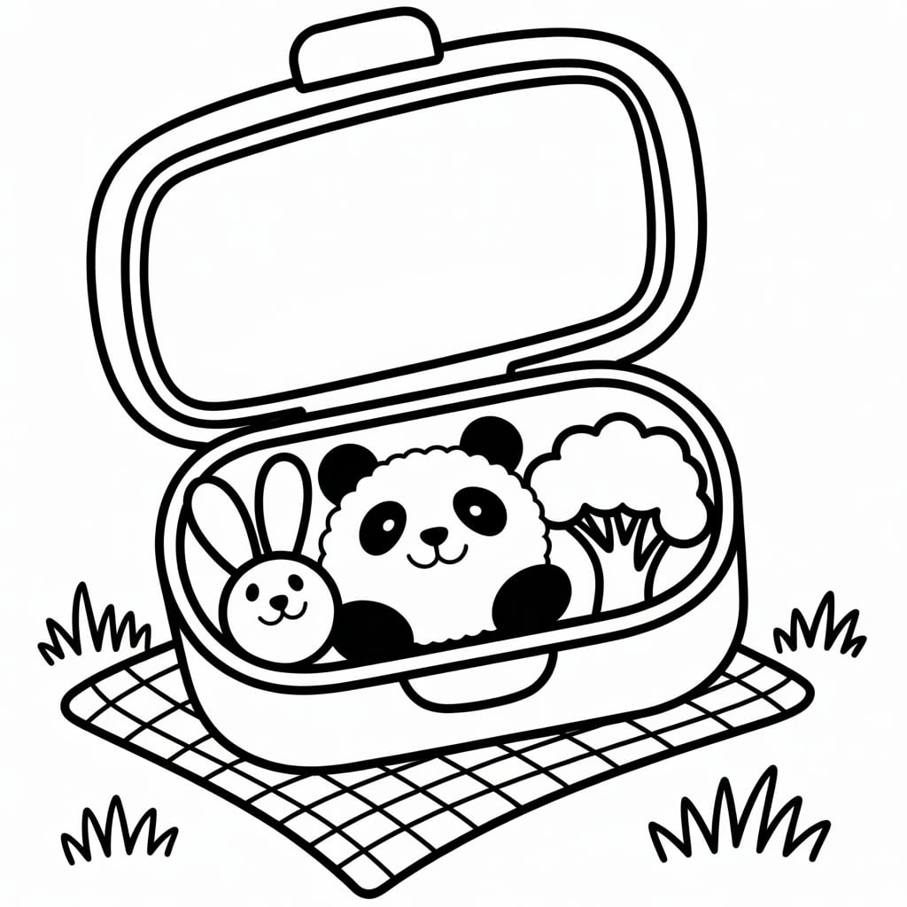 kawaii coloring pages bento box